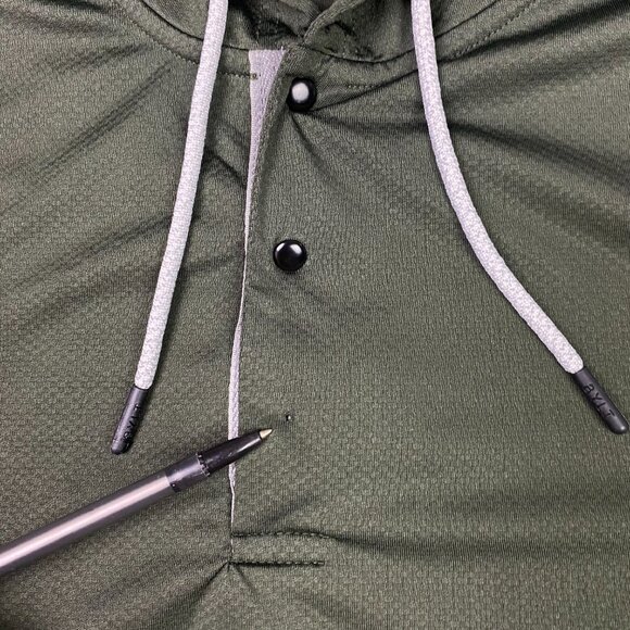 BYLT Premium Basics Hoodie Henley Men's Large Green Snaps Drop Cut Lux Hooded - Picture 3 of 11